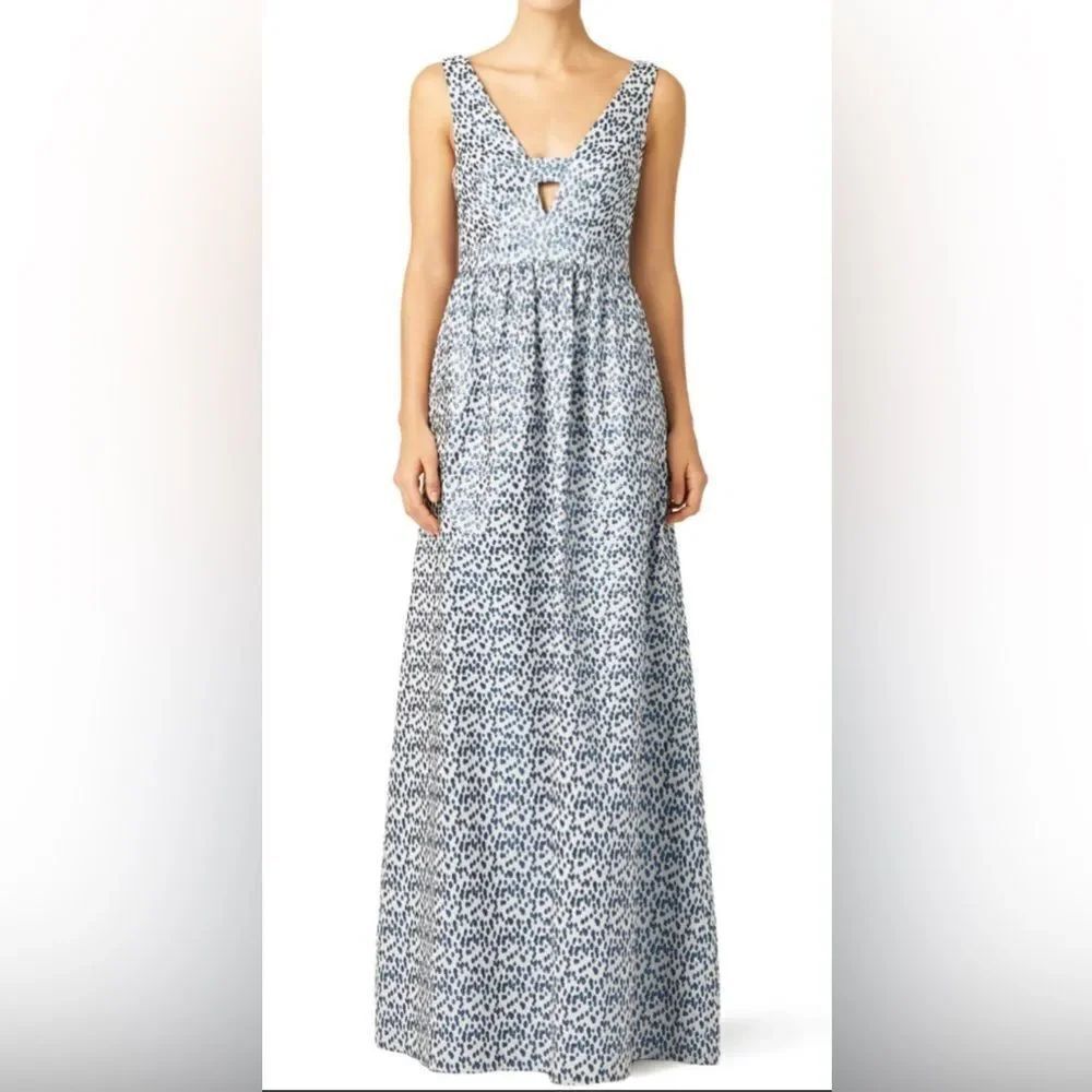 Nicole Miller Blue Printed Jacquard Gown Size 0